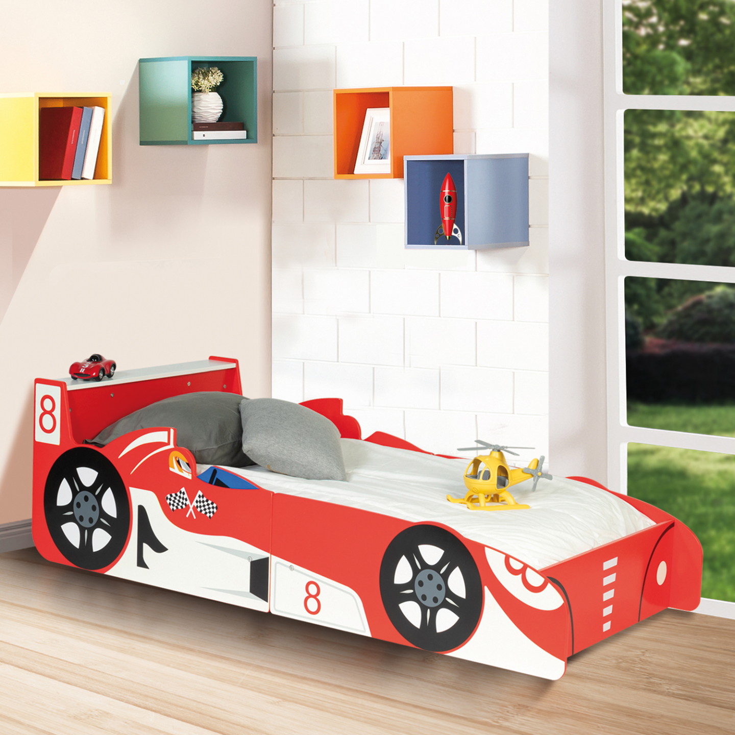 Lit enfant voiture formule 1 TEDDI 70 x 140 CM rouge - Image 1
