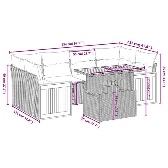 Salon de jardin 7 pcs résine tressée modulable et table à hauteur réglable Noir – ComfortXL Outdoor Living - Image 3
