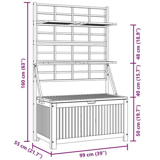 Boîte de rangement avec treillis bois acacia naturel 99 x 55 x 160 cm - PANGIVO - Image 9