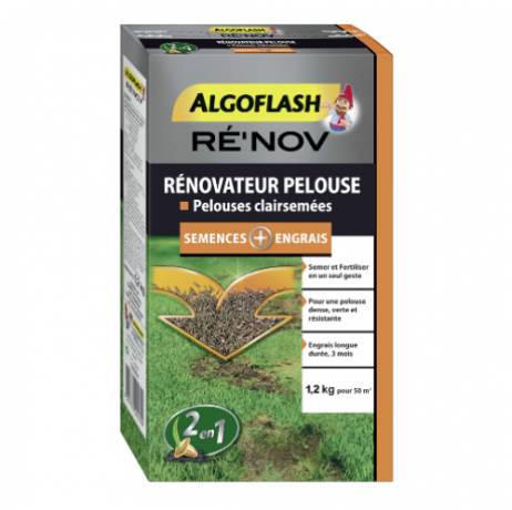 Algoflash - Engrais rénovateur pelouse 2 en 1 - 1.2 kg