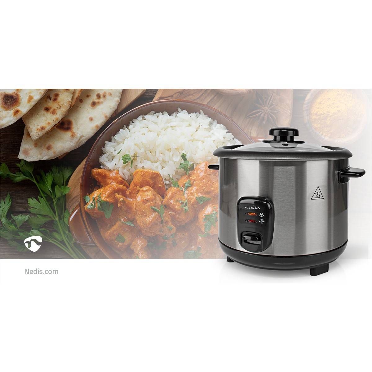 Cuiseur à Riz 1.5 Litres 500W Bol amovible Acier inoxydable anti-adhésif NEDIS - Imagen 5