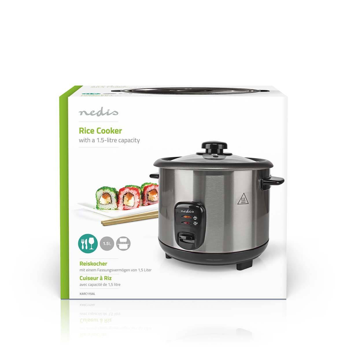Cuiseur à Riz 1.5 Litres 500W Bol amovible Acier inoxydable anti-adhésif NEDIS - Imagen 4