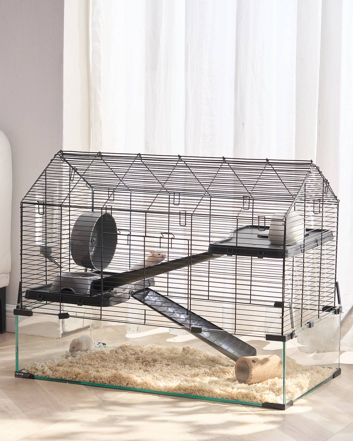 Vevor - VEVOR Cage hamster 75x44x61 cm, habitat transparent 360°, avec accessoires, pour petits animaux.