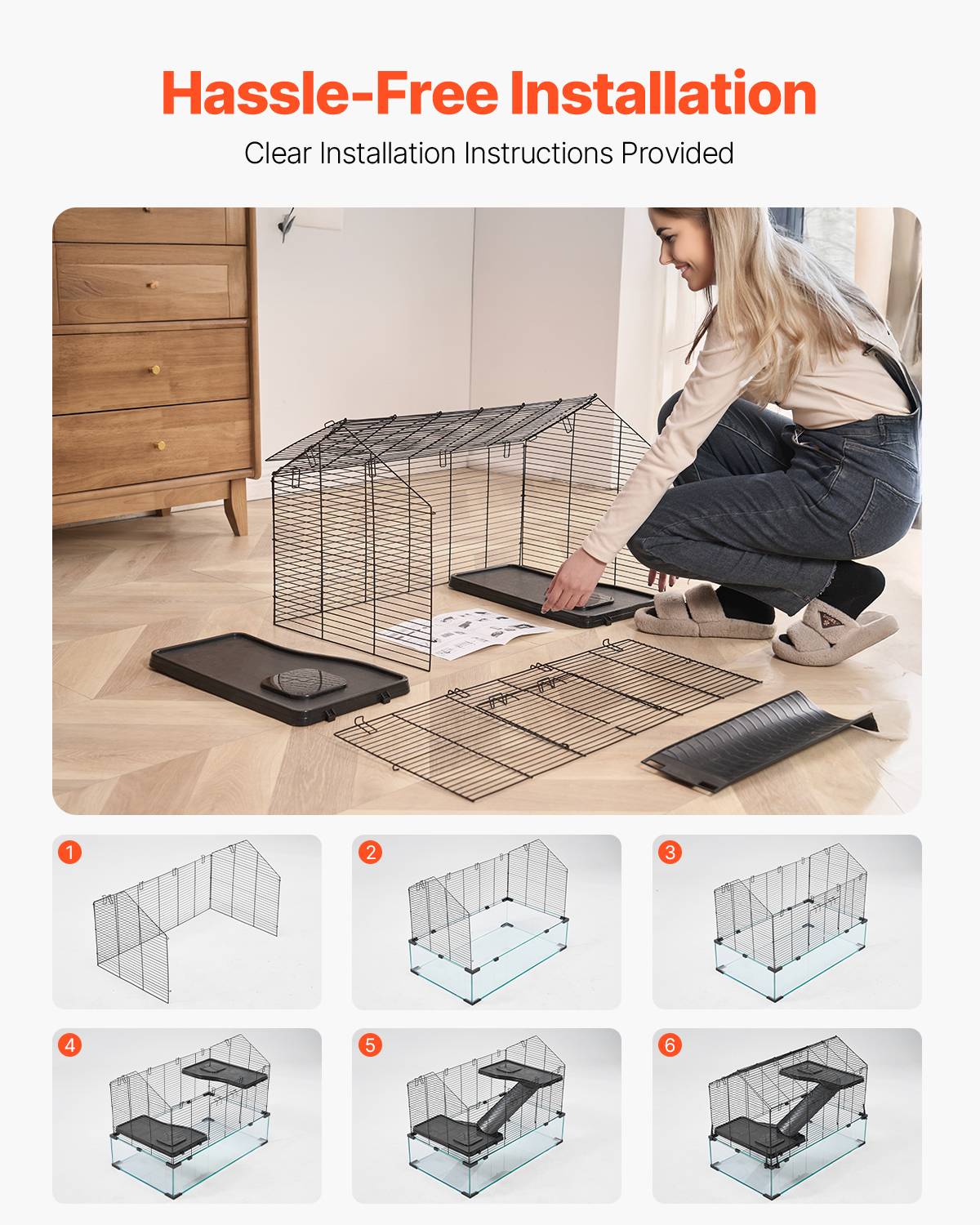 Vevor - VEVOR Cage hamster 75x44x61 cm, habitat transparent 360°, avec accessoires, pour petits animaux. - Image 4