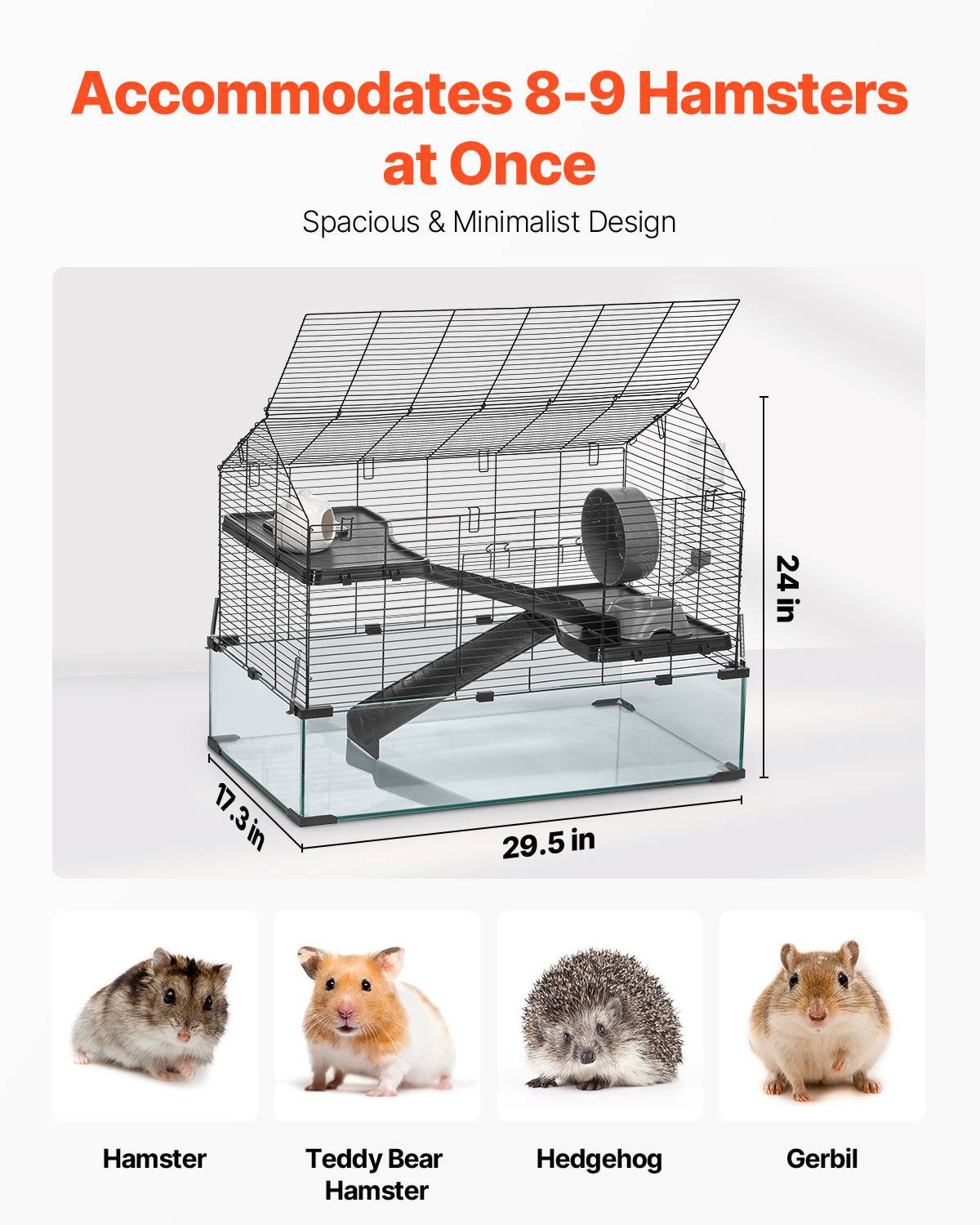 Vevor - VEVOR Cage hamster 75x44x61 cm, habitat transparent 360°, avec accessoires, pour petits animaux. - Image 3