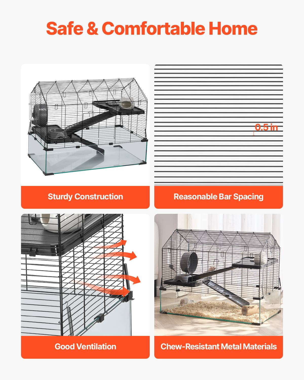 Vevor - VEVOR Cage hamster 75x44x61 cm, habitat transparent 360°, avec accessoires, pour petits animaux. - Image 2