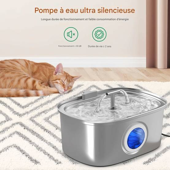 Fontaine à eau automatique pour chat en acier inoxydable IntiMeg - Image 5