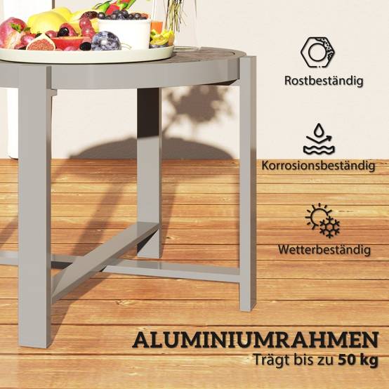 Table d'appoint aluminium aspect marbre gris, résistante aux intempéries intérieur extérieur - Image 6