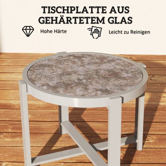 Table d'appoint aluminium aspect marbre gris, résistante aux intempéries intérieur extérieur - Image 5