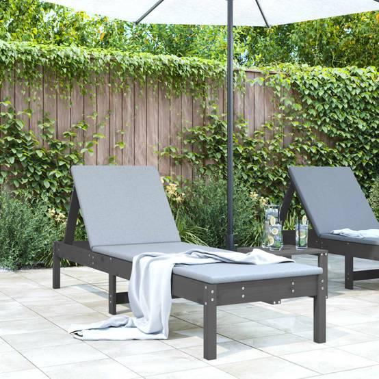 Chaise Longue Extérieure Bois Massif Pin Traité Terrasse Gris – ComfortXL Outdoor Living - Image 1