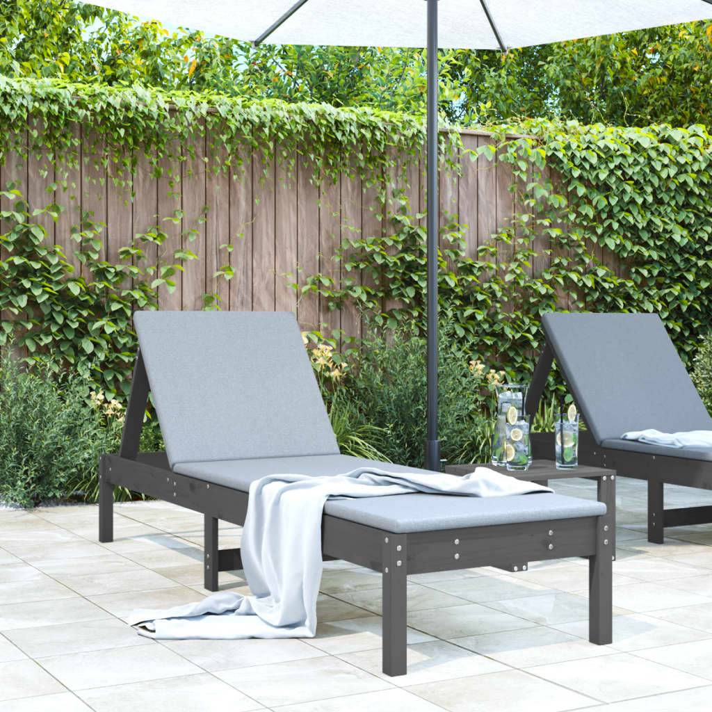 Chaise Longue Extérieure Bois Massif Pin Traité Terrasse Gris – ComfortXL Outdoor Living - Image 1