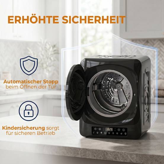 Sèche-linge à évacuation compact 1000W modes extra-sec et ECO, réglages minuterie et température, noir - Image 9