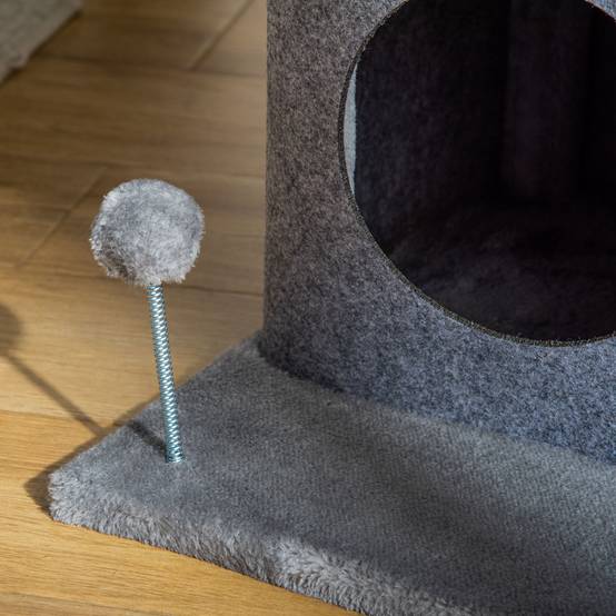 Arbre à chat panneaux de particules et peluche gris 48 x 48 x 100 cm - PANGIVO - Image 10