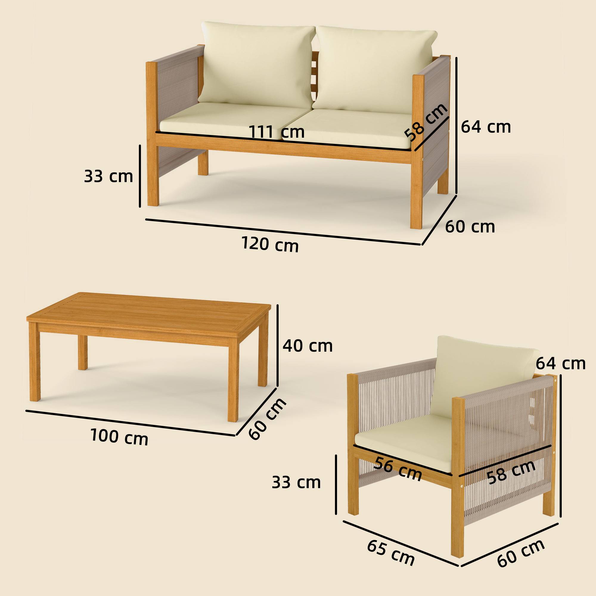 Salon de Jardin Ensemble Bistro 3 pièces Mobilier de jardin Beige — free download