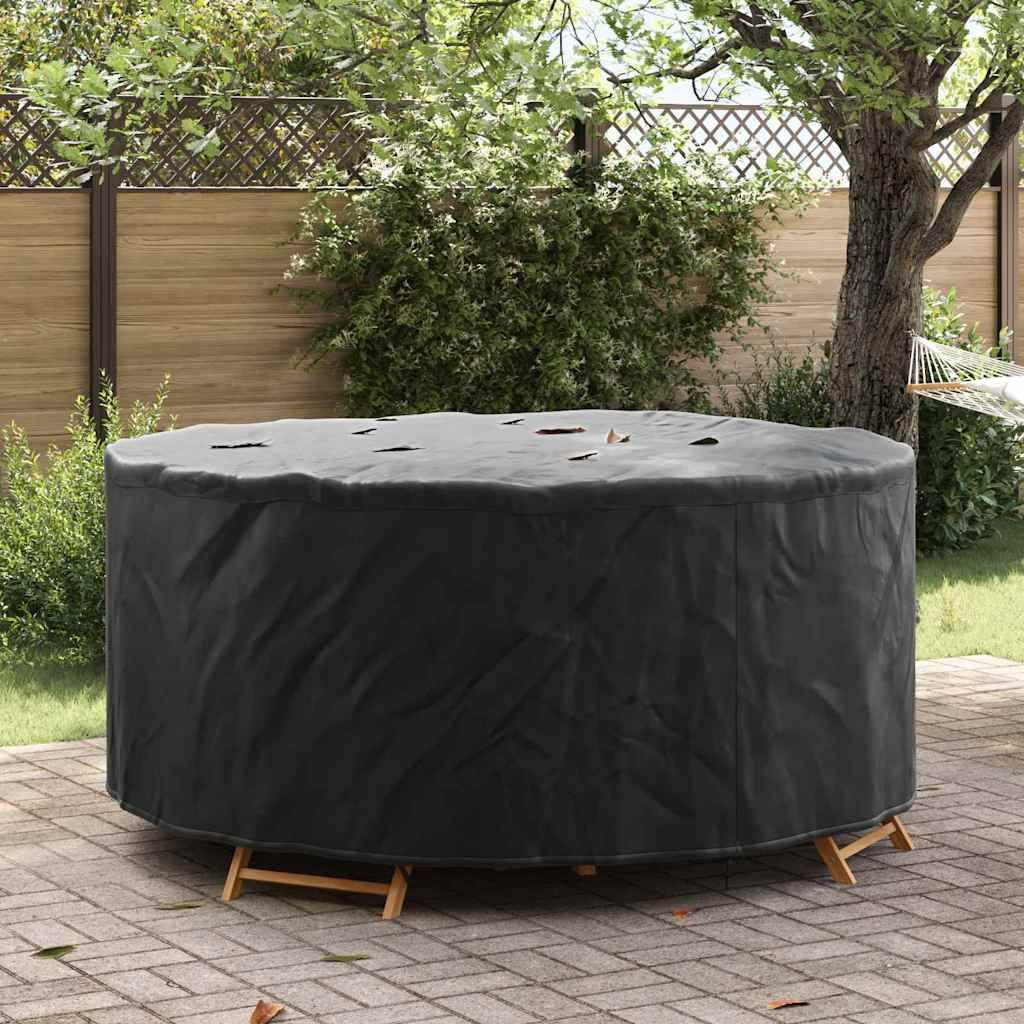 Housse de Jardin pour Table Ronde Tissu Oxford 210D Imperméable Anti-UV Protection Extérieur Noir 200x200x105 cm – ComfortXL Outdoor Living - Image 1