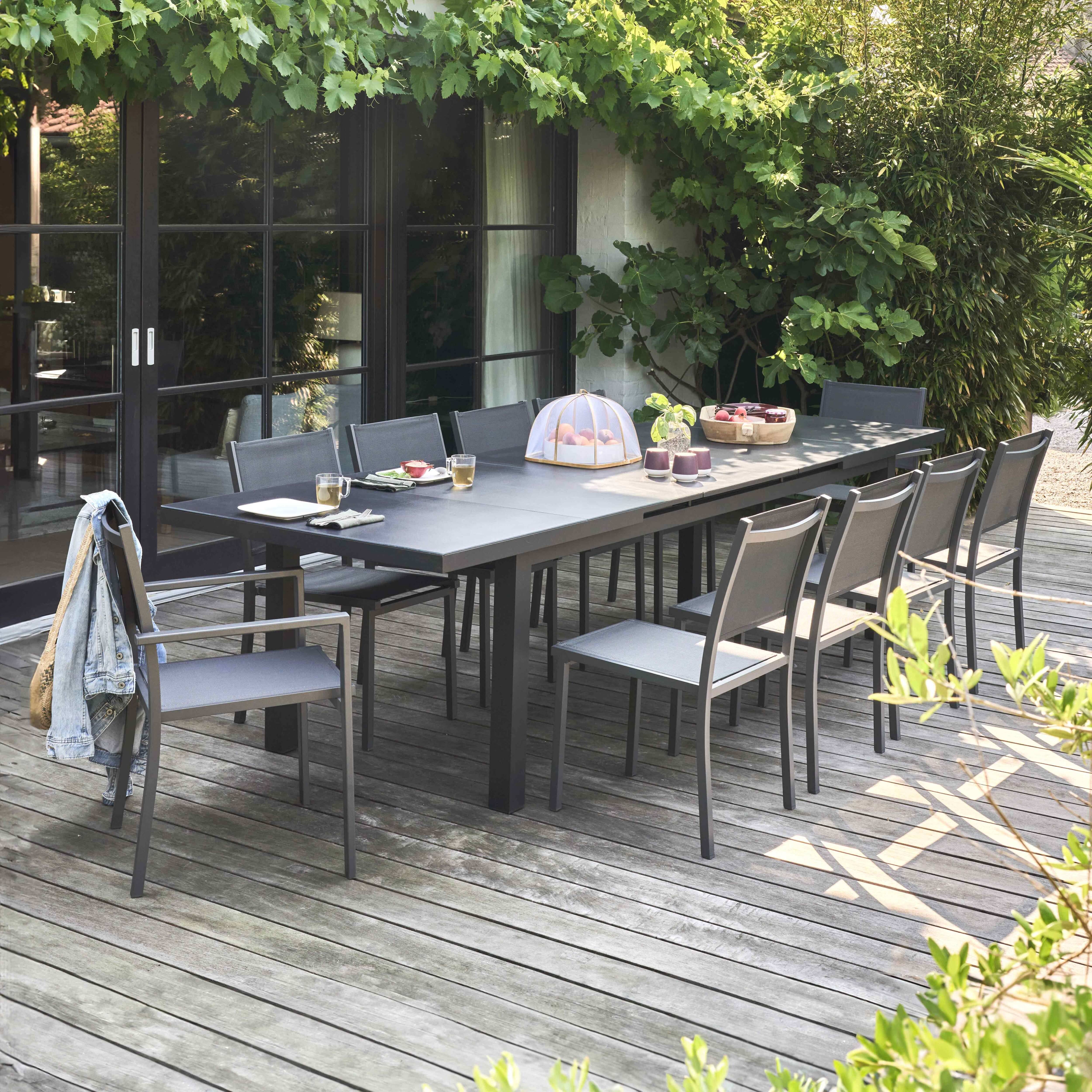 Oviala - Ensemble table de jardin extensible 256-320 cm et 10 assises Albi - Oviala - Image 2