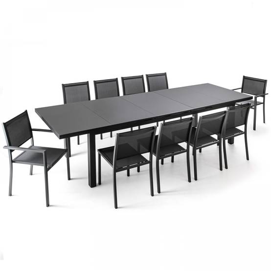 Oviala - Ensemble table de jardin extensible 256-320 cm et 10 assises Albi - Oviala - Image 1