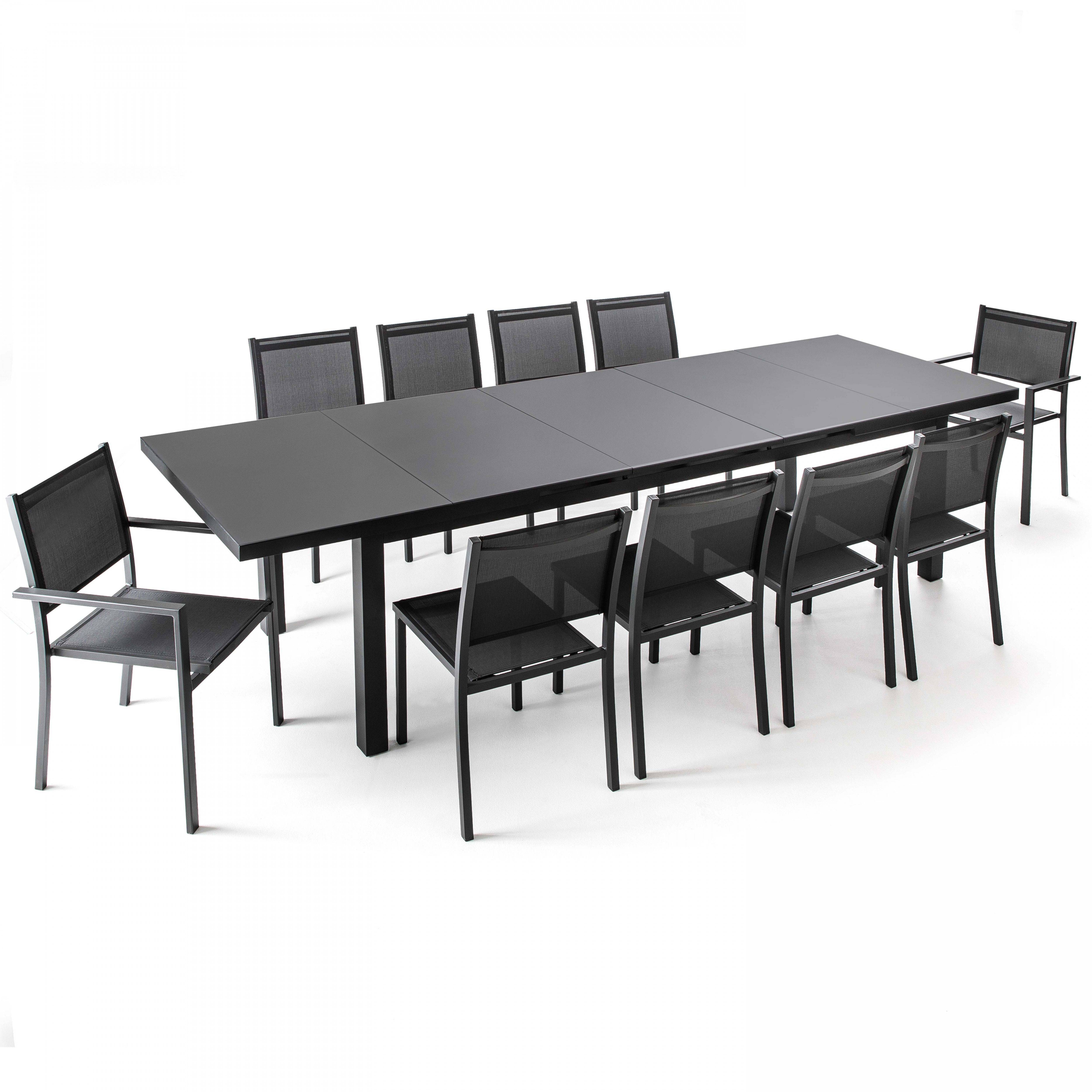 Oviala - Ensemble table de jardin extensible 256-320 cm et 10 assises Albi - Oviala - Image 1