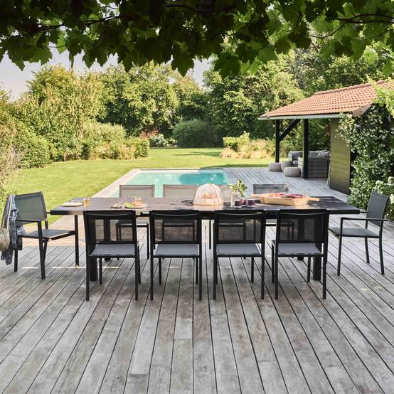 Oviala - Ensemble table de jardin extensible 256-320 cm et 10 assises Albi - Oviala - Image 6