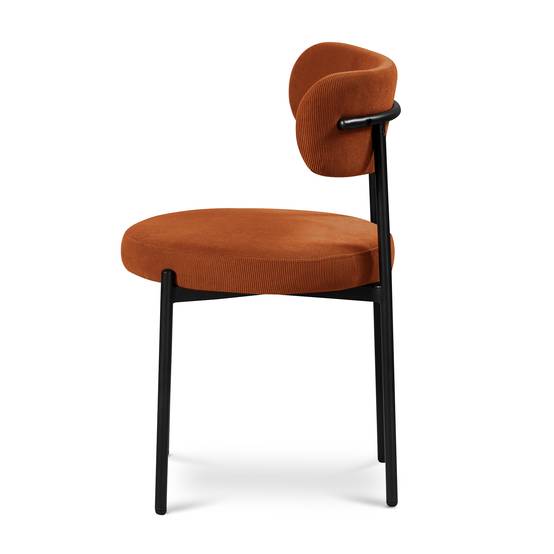 Sicaan Lot de 6 chaises rembourrées velours côtelé terracotta et pieds métal noir IRIS - Image 5