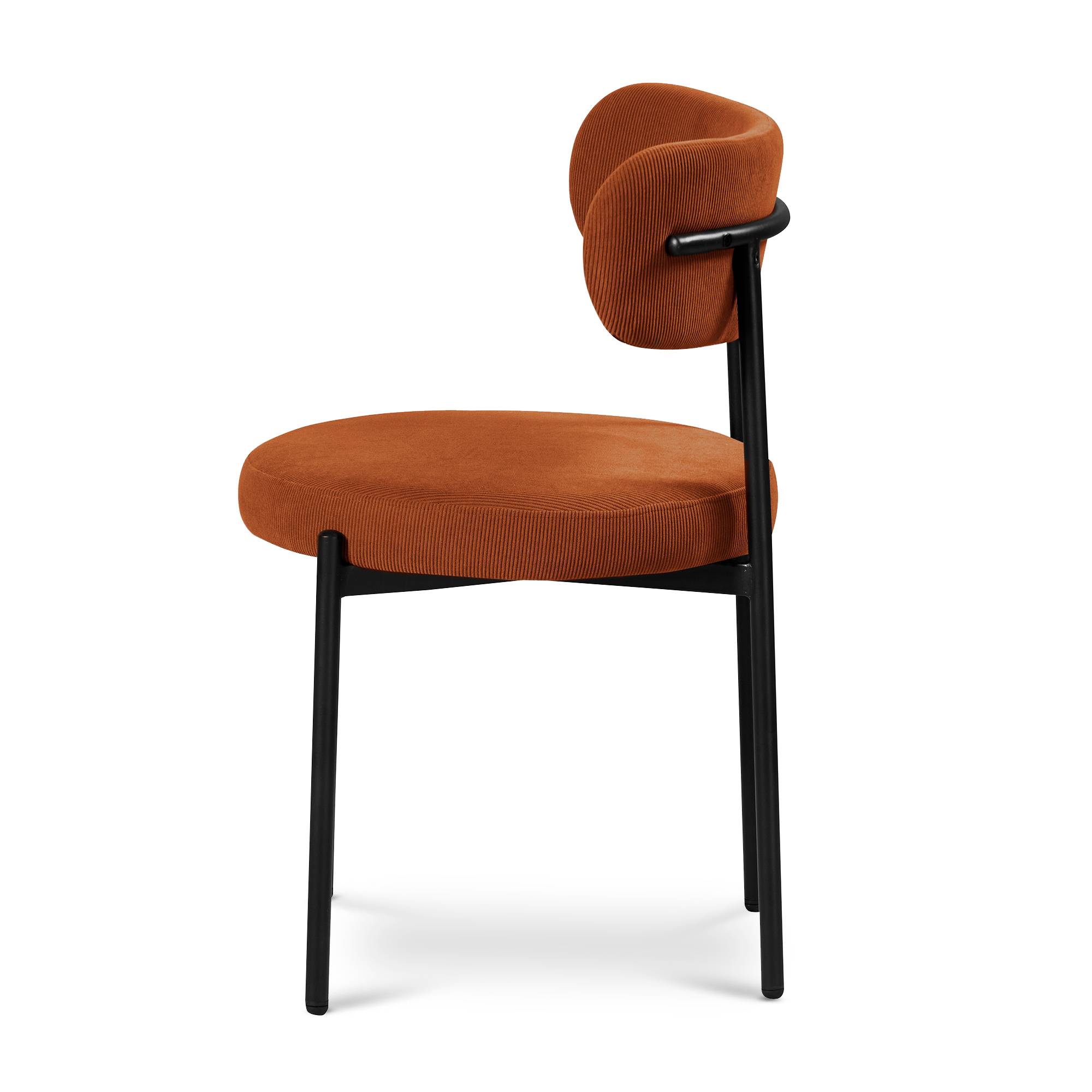 Sicaan Lot de 6 chaises rembourrées velours côtelé terracotta et pieds métal noir IRIS - Image 5