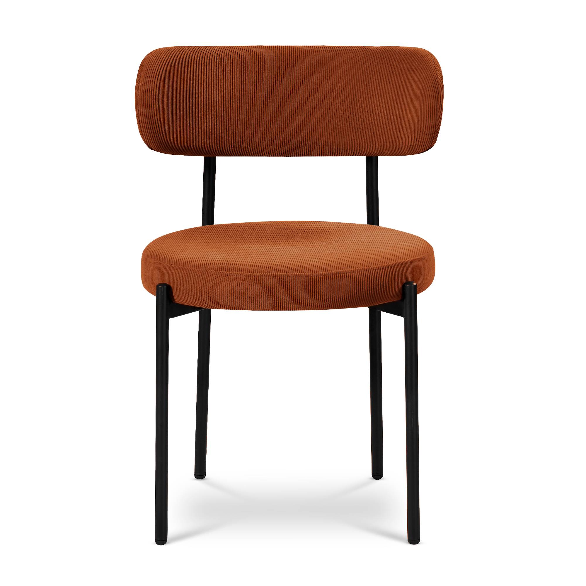 Sicaan Lot de 6 chaises rembourrées velours côtelé terracotta et pieds métal noir IRIS - Image 3