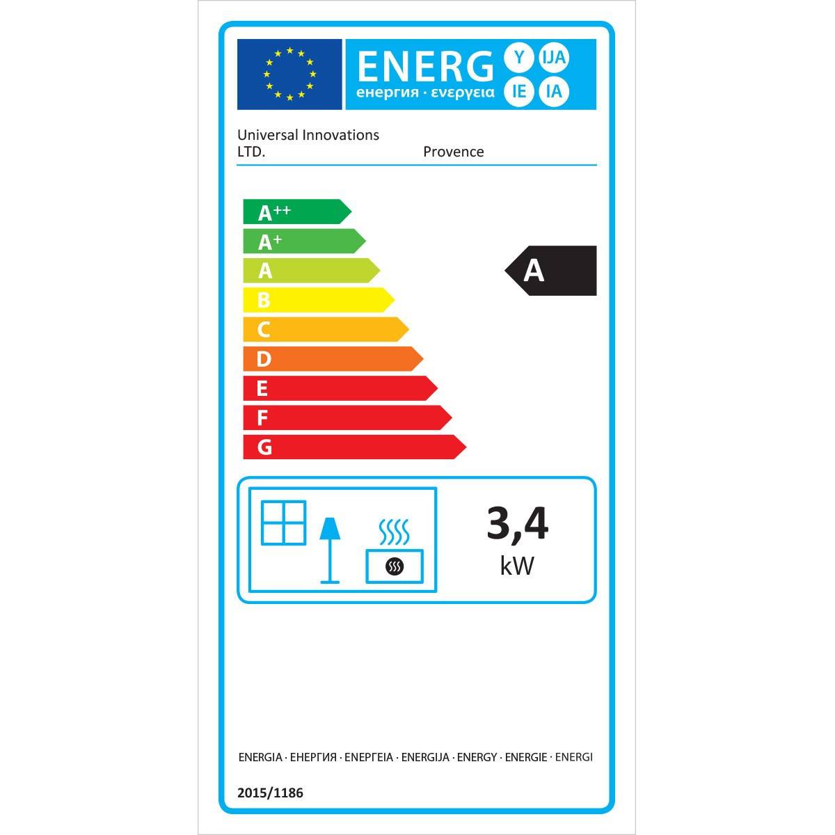 Universal - Poêle à gaz Fonte véritable 3.4KW Gris Effet feu de bois Chauffage d'appoint Provence Sahara - Imagen 3