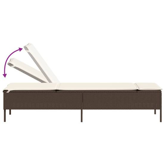 Ensemble de chaises longues 3 pcs marron poly rotin avec coussins 198 x 55 x 39/50/62/75/88/97 cm - PANGIVO - Image 9