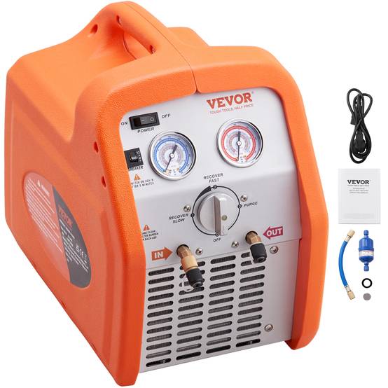 VEVOR Station récupération fluides frigo portable 3/4 HP, 2,2 kg/min, auto-nettoyage, pour R22/R134A. - Image 1