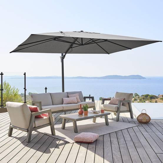 Hesperide - Parasol décentré "SUENYO SUNBRELLA'' 4x3m Anthracite Hespéride - Image 1