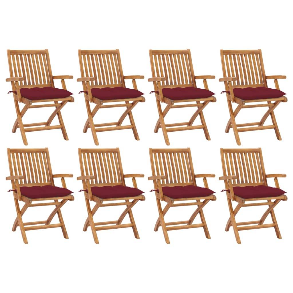 PANGIVO - Lot de 8 chaises de jardin pliables teck rouge bordeaux 56 x 58 x 88 cm - PANGIVO - Image 1