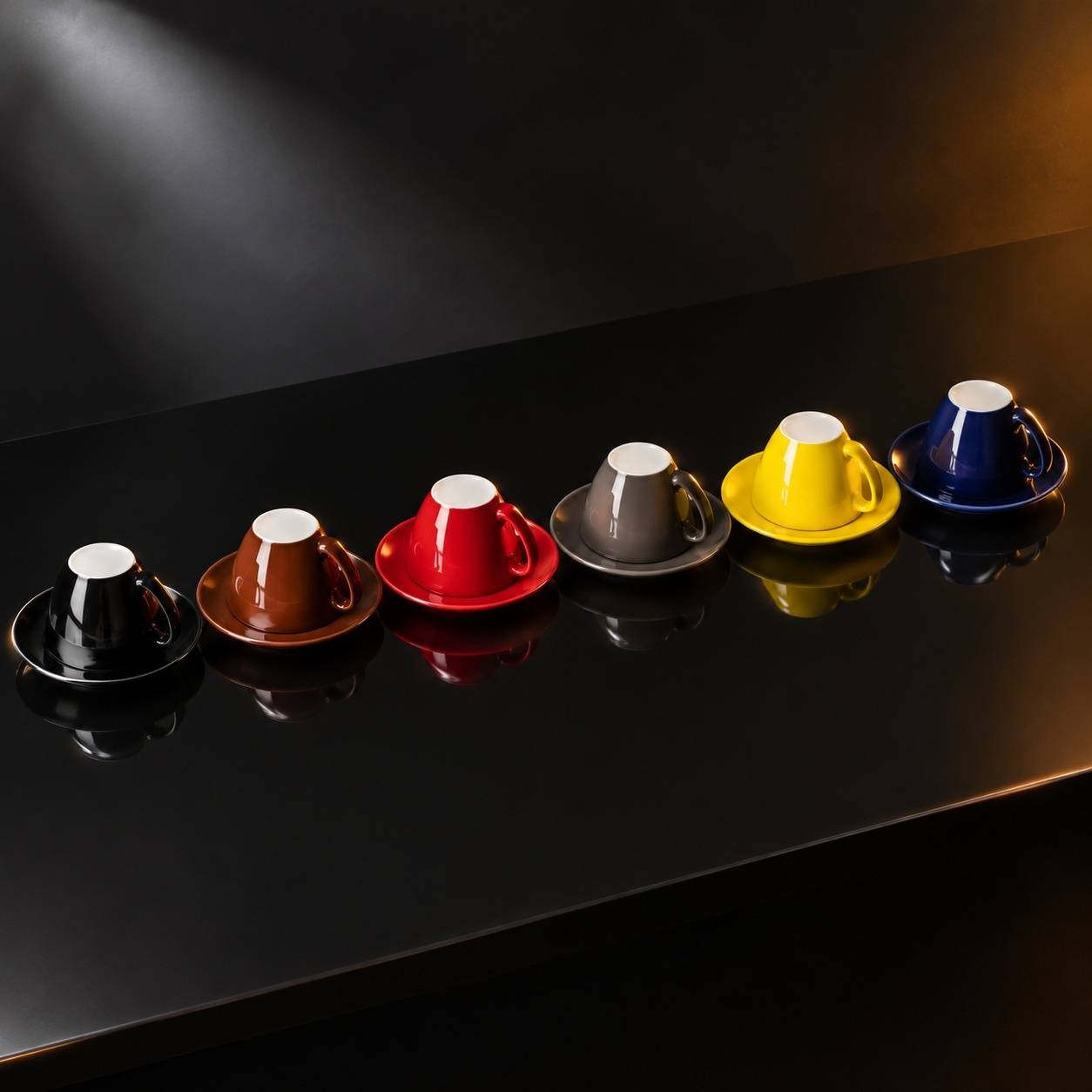 Set de 6 Tasses à Café en Céramique avec Sous-Tasses Colorées - Image 5