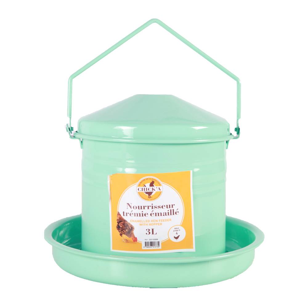 Chick'a - Nourrisseur trémie émaillé vert d'eau 3L - 4 poules - Imagen 1