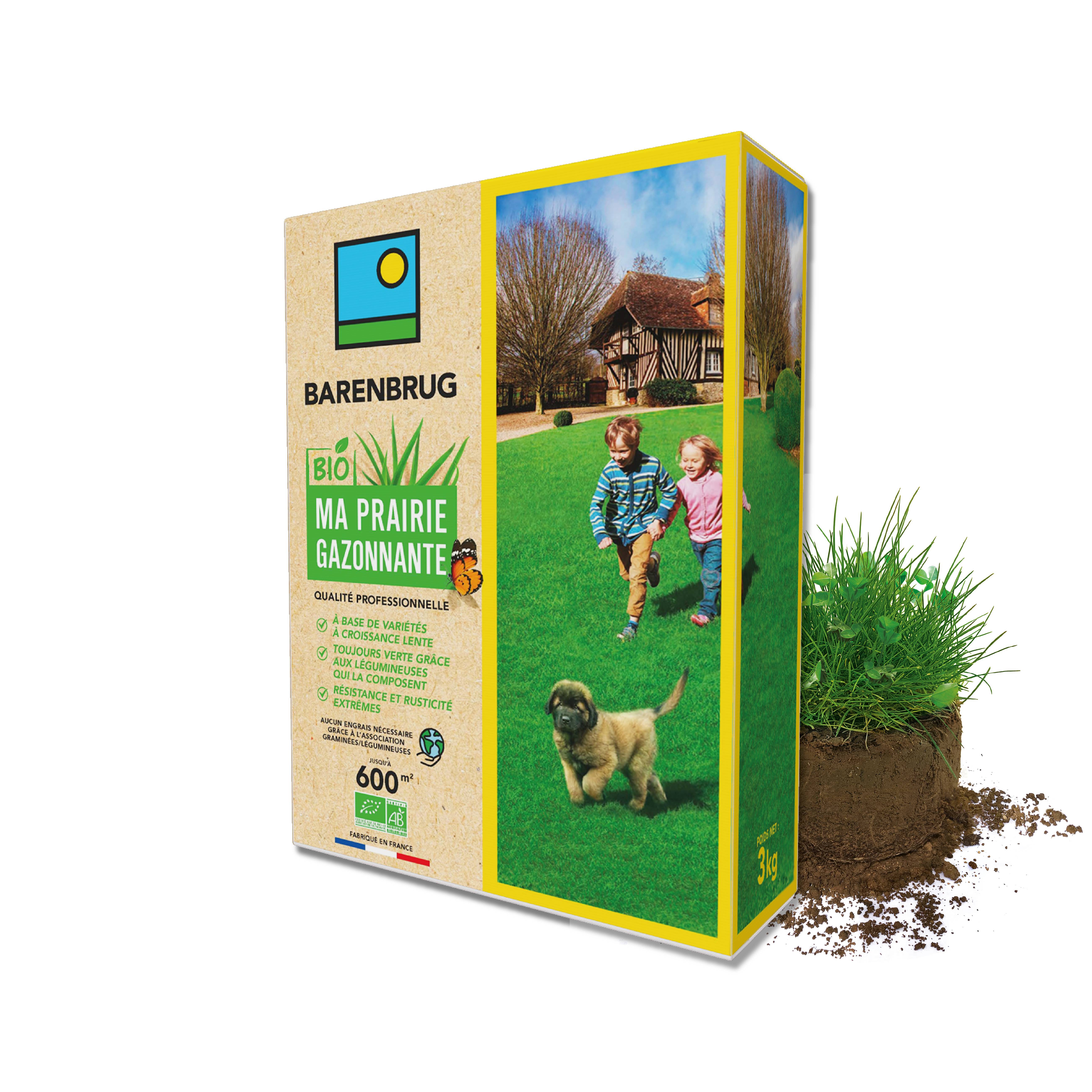 Prairie Gazonnante - Variétés à Croissance Lente - Toujours Verte grâce aux Légumineuses - Résistance et Rusticité Extrêmes - 3KG - BARENBRUG - Image 1