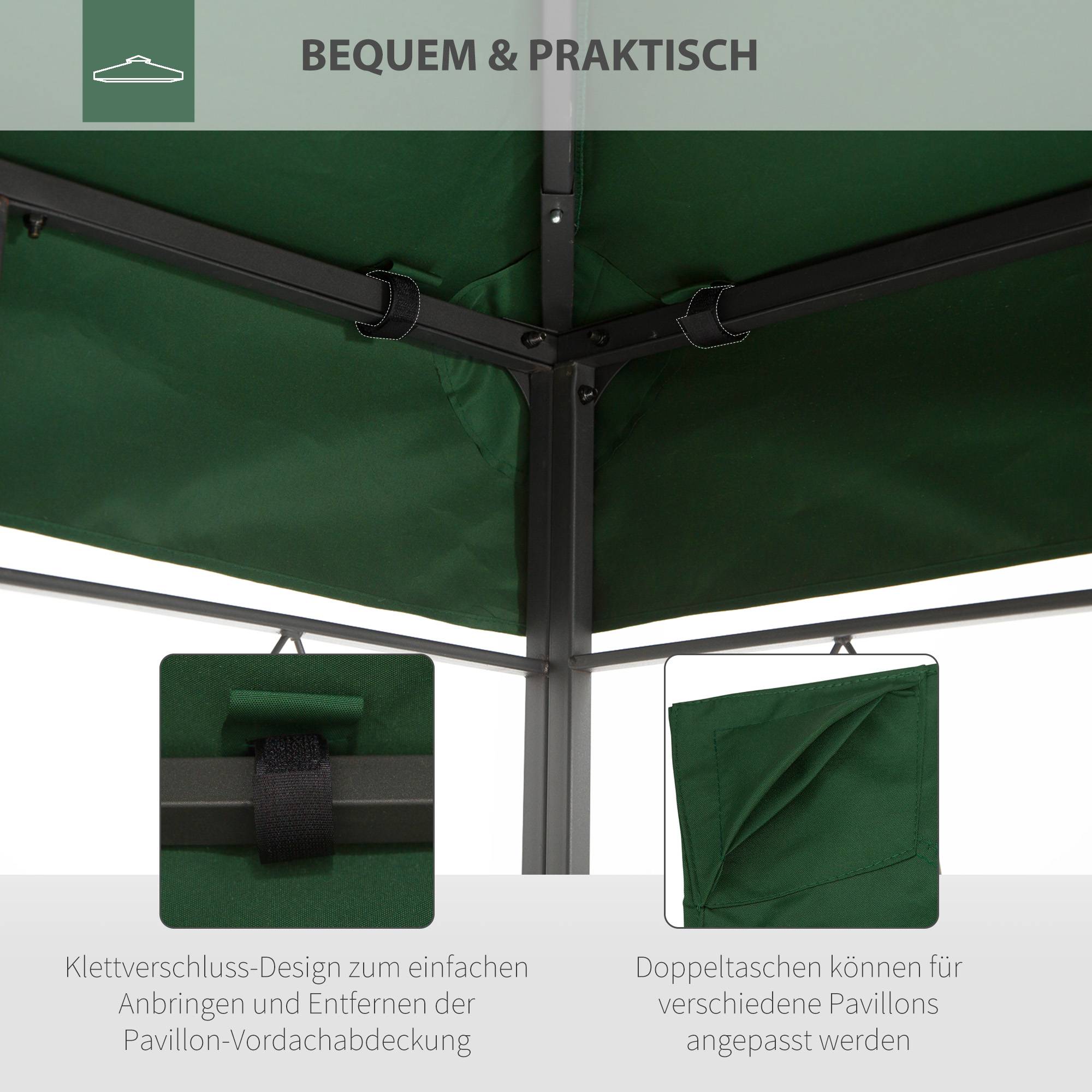Toit de rechange pour tonnelle polyester vert 400 x 300 x 20 cm - PANGIVO - Image 7