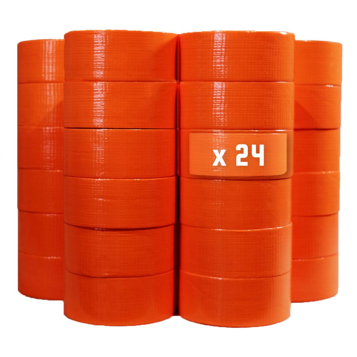 Lot de 24 Rubans adhésifs toilés orange 50 mm x 33 m - Rouleau adhésif pour fixer les bâches, fils et câbles TECPLAST - Imagen 1