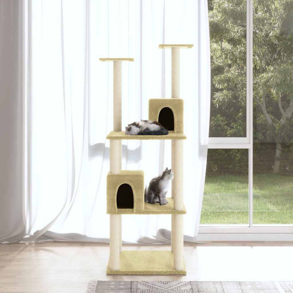 Vidaxl - Arbre à chat avec griffoirs en sisal Crème 141 cm vidaXL 171524 - Imagen 1