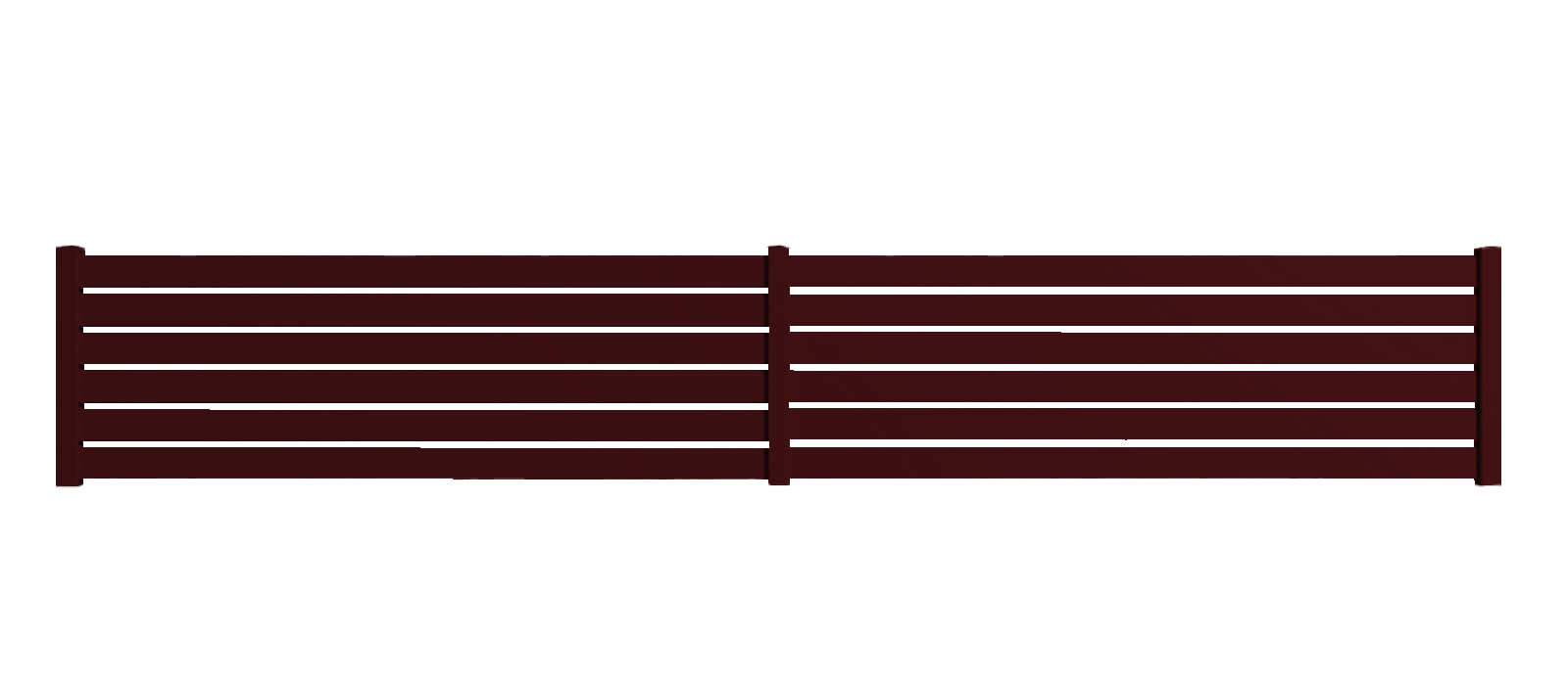 Portail Packit - Clôture alu 6 lames modèle ajouré en kit - 2 éléments dim. L4154 mm (poteaux compris) x H675mm  Rouge RAL 3004