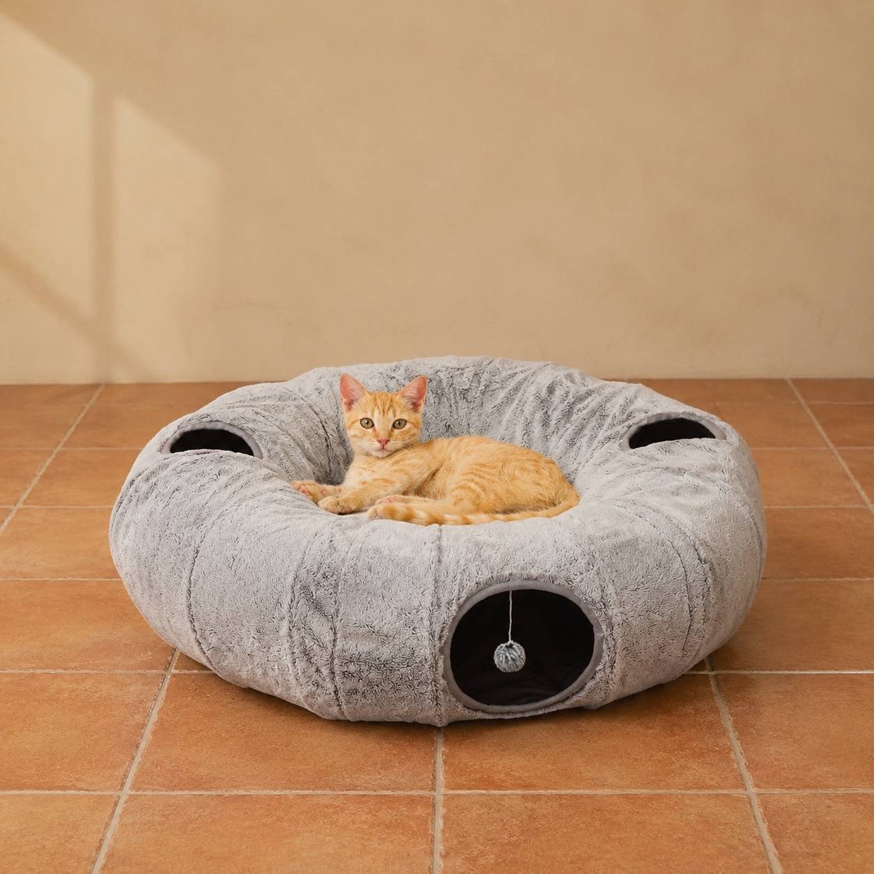 Tunnel de Jeu pour Chat Lavable Coussin Amovible Assemblable Interactif - Image 3