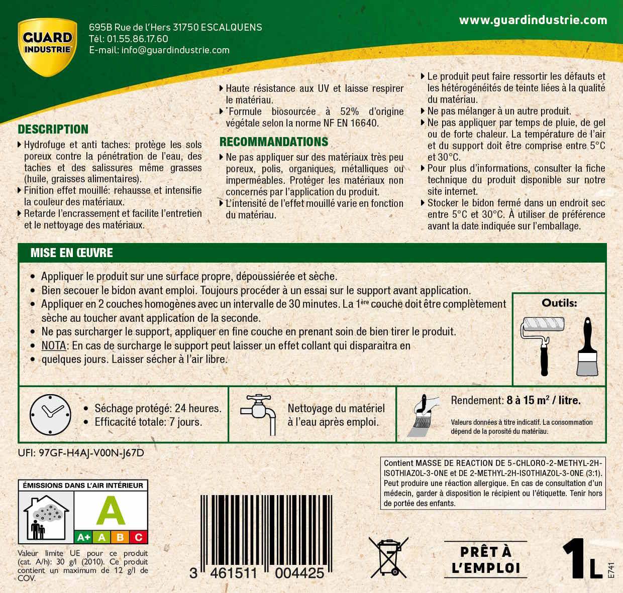 ImperGuard Ultra EM Effet Mouillé Imperméabilisant AntiTache Sans Solvant Ravive Couleur PierreBéton 10m2 Efficace 5 ans - Image 6