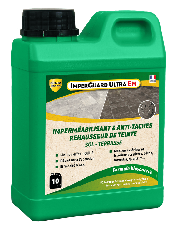 ImperGuard Ultra EM Effet Mouillé Imperméabilisant AntiTache Sans Solvant Ravive Couleur PierreBéton 10m2 Efficace 5 ans - Image 1