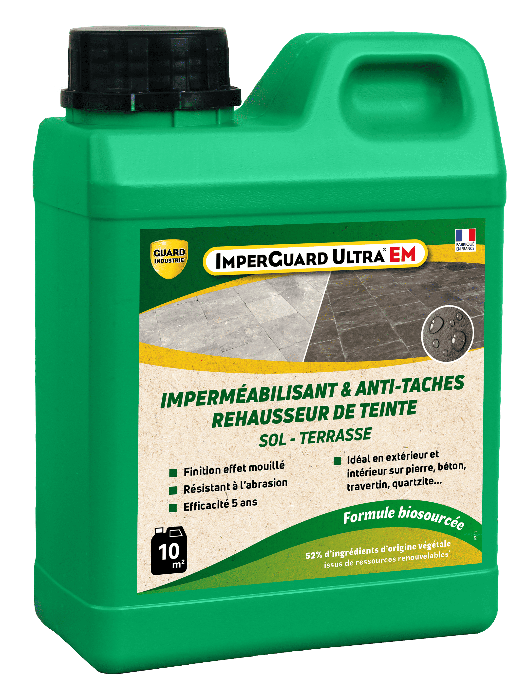 ImperGuard Ultra EM Effet Mouillé Imperméabilisant AntiTache Sans Solvant Ravive Couleur PierreBéton 10m2 Efficace 5 ans - Image 1