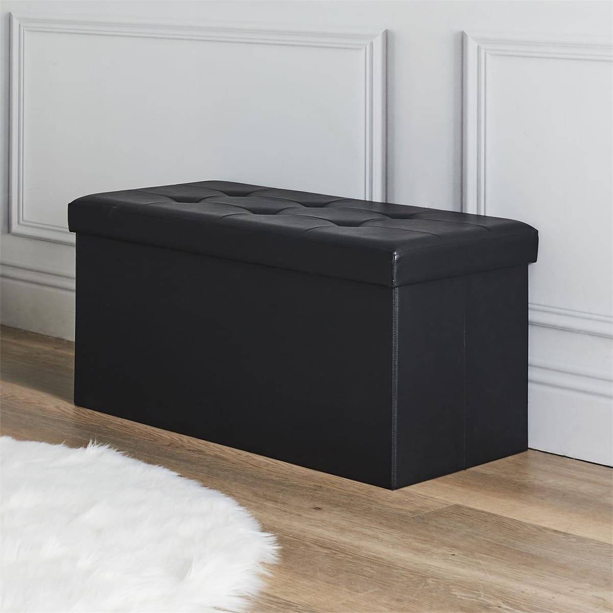 ALTOBUY - Banc Coffre Pliable Simili Cuir Noir Capitonné - RONNY - Image 2