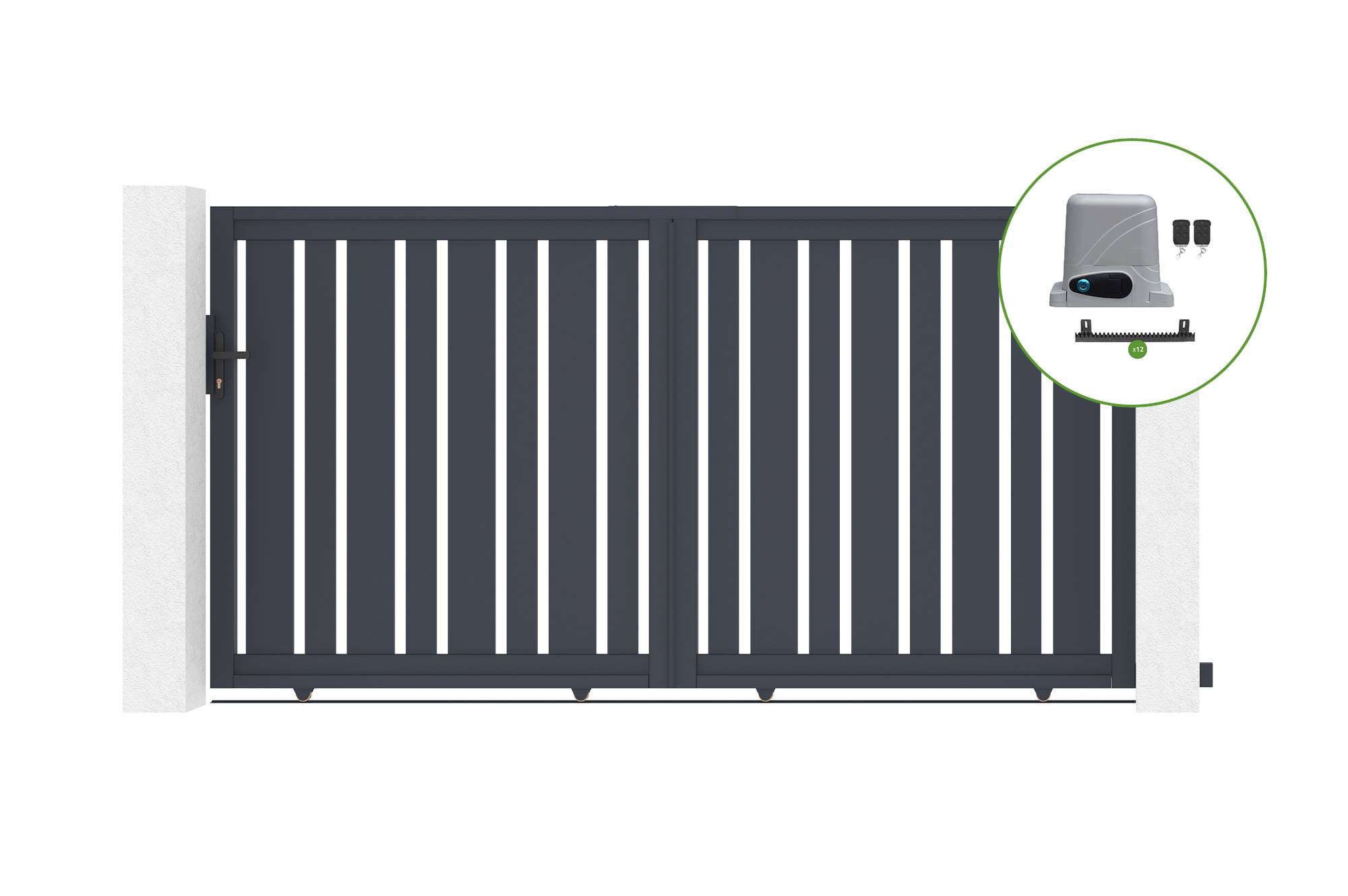 Casanoov Portail coulissant électrique 3,5x1,6 m VEYMONT + Motorisation RANGER C300