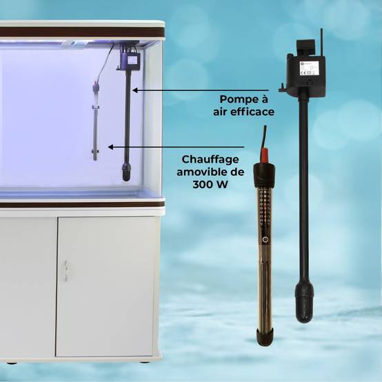 Monstershop - Aquarium 126 L avec meuble blanc, bords décor noyer, éclairage LED et filtre intégré – Monstershop - Image 4