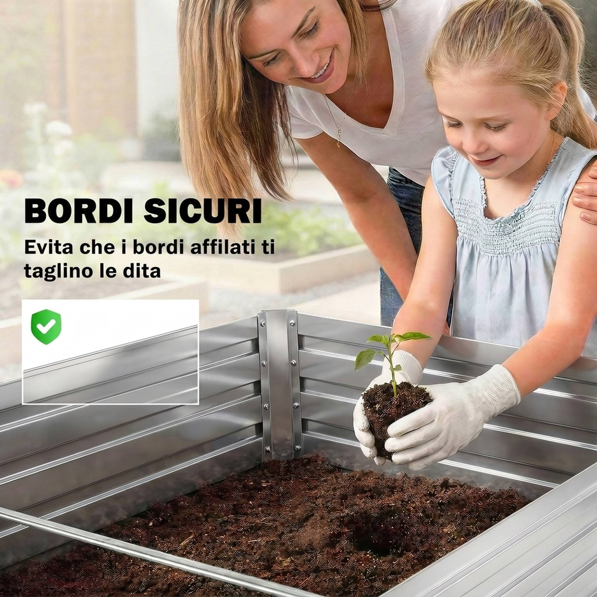Set 2 Bacs Surélevés Métal Galvanisé Bord Sécurisé Jardinière Élevée, Argent - Image 9