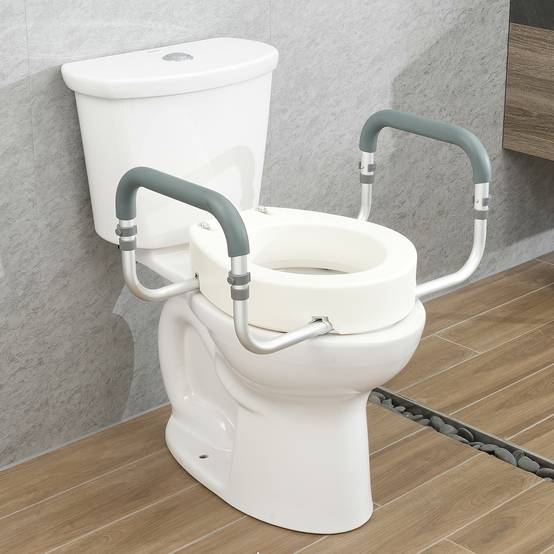 Vevor - VEVOR Rehausseur toilette ronde standard, hauteur 88,9 mm, charge 136 kg. Main courante alu, rembourrage EVA. - Image 8