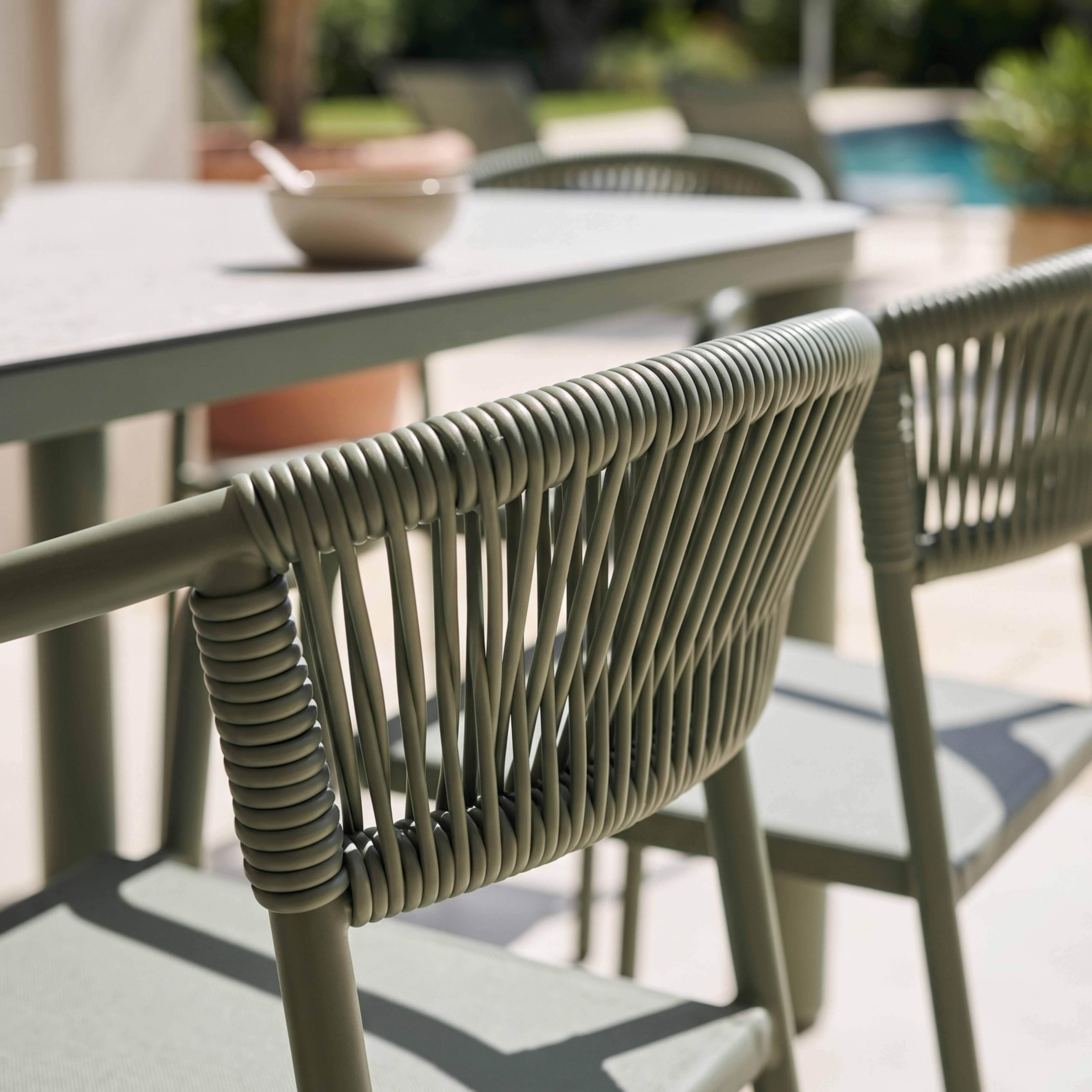 Oviala - Table de jardin aluminium 213x90 cm et 8 chaises textilène vert Nocera - Oviala - Image 6