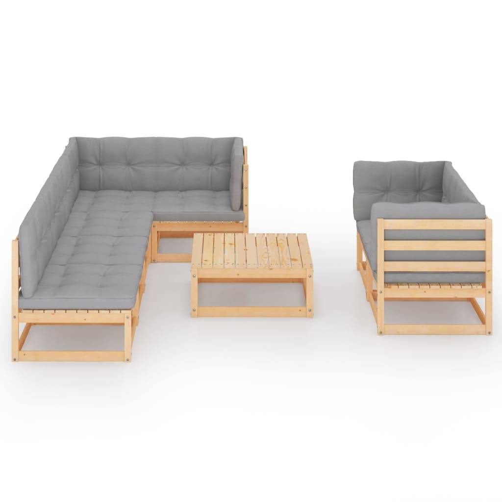Helloshop26 - Salon de jardin meuble d'extérieur ensemble de mobilier 8 pièces avec coussins bois de pin massif - Imagen 1
