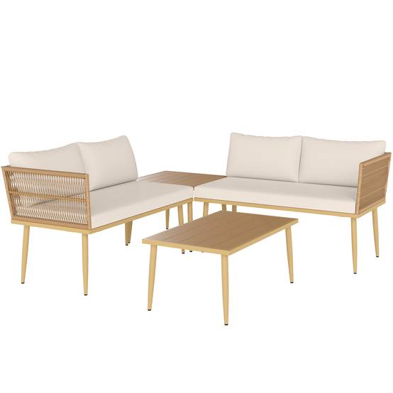 ComfortXL - Salon de jardin modulable résine tressée extérieur 2 canapés 2 tables - ComfortXL Outdoor Living - Image 2